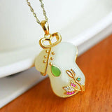Silver Inlaid Hetian Jade Pendant Necklace