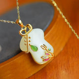 Silver Inlaid Hetian Jade Pendant Necklace