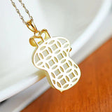 Silver Inlaid Hetian Jade Pendant Necklace