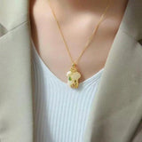 Silver Inlaid Hetian Jade Pendant Necklace