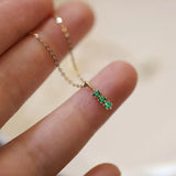 925 Silver Green Zircon Necklace Mini Clavicle Chain