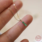 925 Silver Green Zircon Necklace Mini Clavicle Chain
