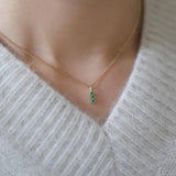 925 Silver Green Zircon Necklace Mini Clavicle Chain