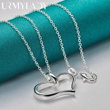 925 Silver Heart Pendant Necklace Wedding Jewelry