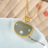 Silver Hetian Sapphire Pendant Necklace, Chinese Palace Retro Style