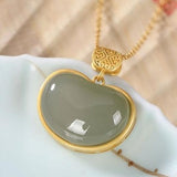 Silver Hetian Sapphire Pendant Necklace, Chinese Palace Retro Style