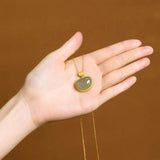 Silver Hetian Sapphire Pendant Necklace, Chinese Palace Retro Style