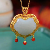 Hetian Jade Pendant Necklace with Tassel Charm