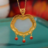 Hetian Jade Pendant Necklace with Tassel Charm