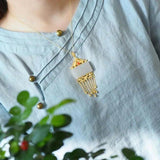 Silver Hetian Jade Tassel Necklace Chinese Sand Craft