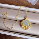 Silver Inlaid Koi Pendant Necklace Natural Field Jade Chinese Retro Palace Charm
