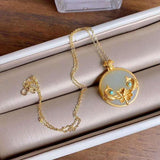 Silver Inlaid Koi Pendant Necklace Natural Field Jade Chinese Retro Palace Charm
