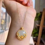 Silver Inlaid Koi Pendant Necklace Natural Field Jade Chinese Retro Palace Charm