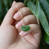 Silver Inlaid Hetian Jade Yuanbao Pendant Necklace Retro Charm Jewelry