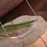 Silver Inlaid Hetian Chalcedony Bamboo Pendant Necklace