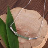 Silver Inlaid Hetian Chalcedony Bamboo Pendant Necklace