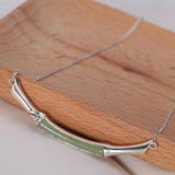 Silver Inlaid Hetian Chalcedony Bamboo Pendant Necklace