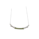Silver Inlaid Hetian Chalcedony Bamboo Pendant Necklace