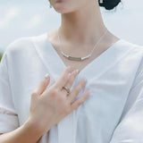 Silver Inlaid Hetian Chalcedony Bamboo Pendant Necklace