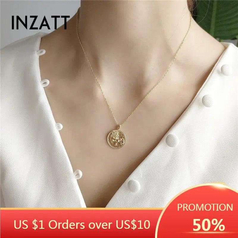 925 Sterling Silver Hollow Disc Rose Flower Pendant Necklace