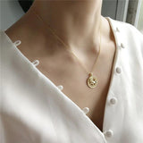 925 Sterling Silver Hollow Disc Rose Flower Pendant Necklace