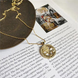 925 Sterling Silver Hollow Disc Rose Flower Pendant Necklace