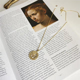 925 Sterling Silver Hollow Disc Rose Flower Pendant Necklace