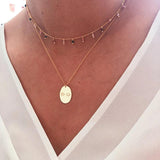 925 Silver Eye Pattern Round Plate Pendant Necklace
