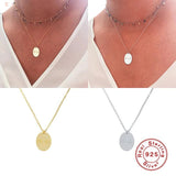 925 Silver Eye Pattern Round Plate Pendant Necklace