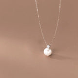 925 Silver Chain Necklace with Synthetic Pearl for Women