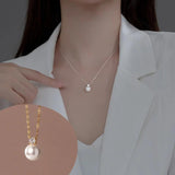 925 Silver Chain Necklace with Synthetic Pearl for Women