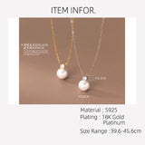 925 Silver Chain Necklace with Synthetic Pearl for Women