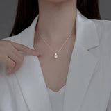 925 Silver Chain Necklace with Synthetic Pearl for Women