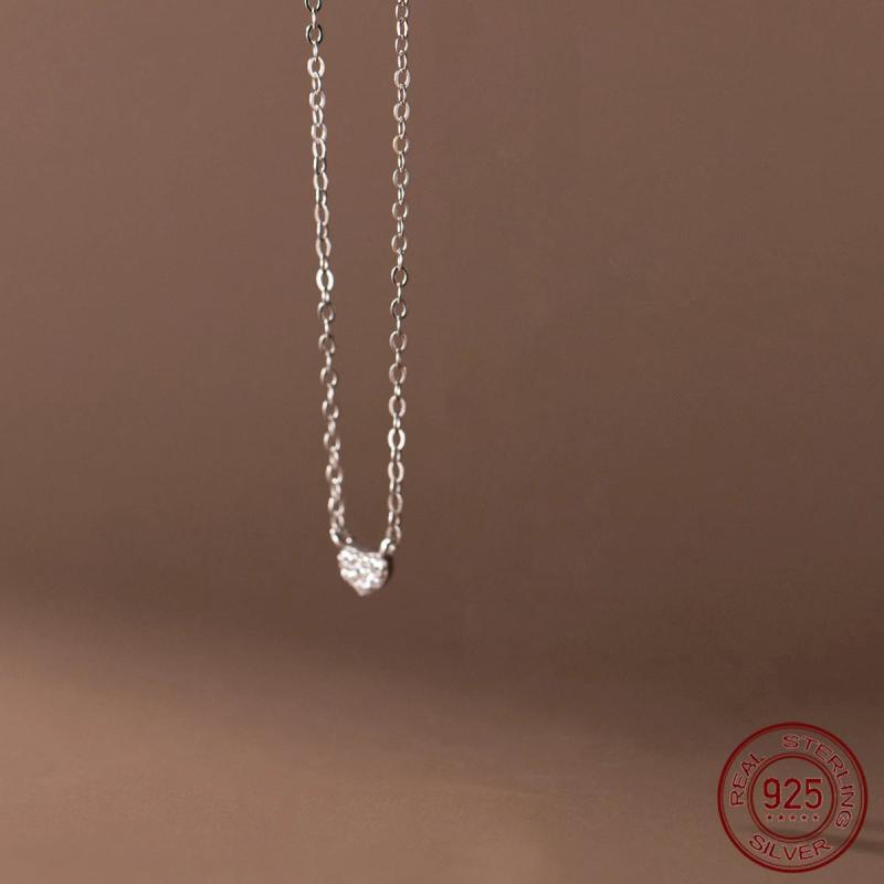925 Silver Heart Necklace for Women, Chain Jewelry, Elegant and Stylish Design