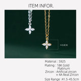 925 Silver Flower Four Petal Necklace for Women