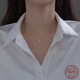 925 Silver Flower Four Petal Necklace for Women