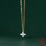 925 Silver Flower Four Petal Necklace for Women