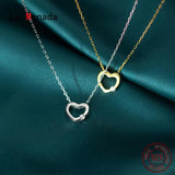 39+3cm Silver Necklace For Women Hollow Heart Pendants 925 Silver Chains