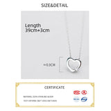 39+3cm Silver Necklace For Women Hollow Heart Pendants 925 Silver Chains