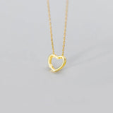 39+3cm Silver Necklace For Women Hollow Heart Pendants 925 Silver Chains