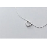 39+3cm Silver Necklace For Women Hollow Heart Pendants 925 Silver Chains