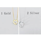 39+3cm Silver Necklace For Women Hollow Heart Pendants 925 Silver Chains