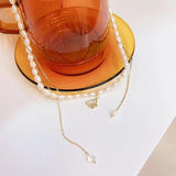 JUWANG Double Layer Water Droplet Necklaces Natural Pearl Shell
