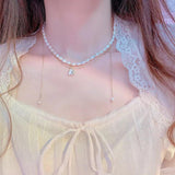 JUWANG Double Layer Water Droplet Necklaces Natural Pearl Shell