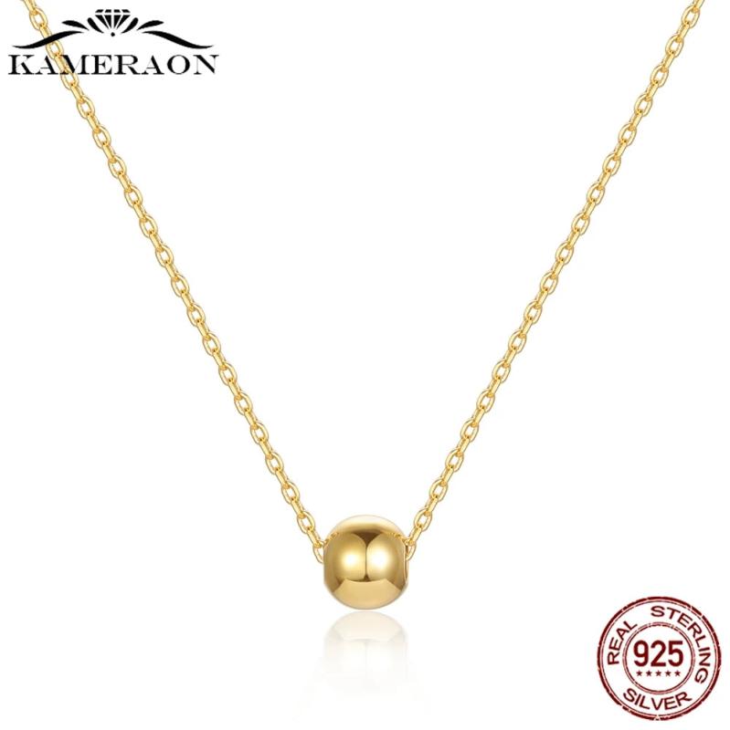 925 Sterling Silver Coin Beaded Necklace for Women Girls