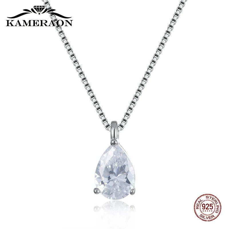 925 Silver Pendant Necklace CZ Zircon Stone Jewelry