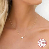 925 Silver Smooth Round Clavicle Necklace for Women
