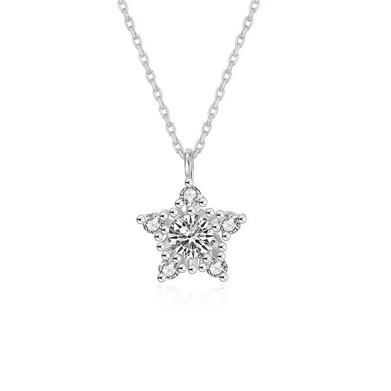 TrustDavis 925 Sterling Silver Star Zircon Necklace For Women Office Lady