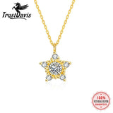 TrustDavis 925 Sterling Silver Star Zircon Necklace For Women Office Lady