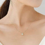 TrustDavis 925 Sterling Silver Star Zircon Necklace For Women Office Lady